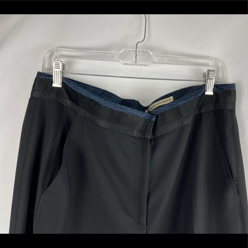 Balenciaga. Paris  black trousers with navy dotted waist trim - Picture 3 of 8